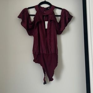 Missguided red off-shoulder bodysuit